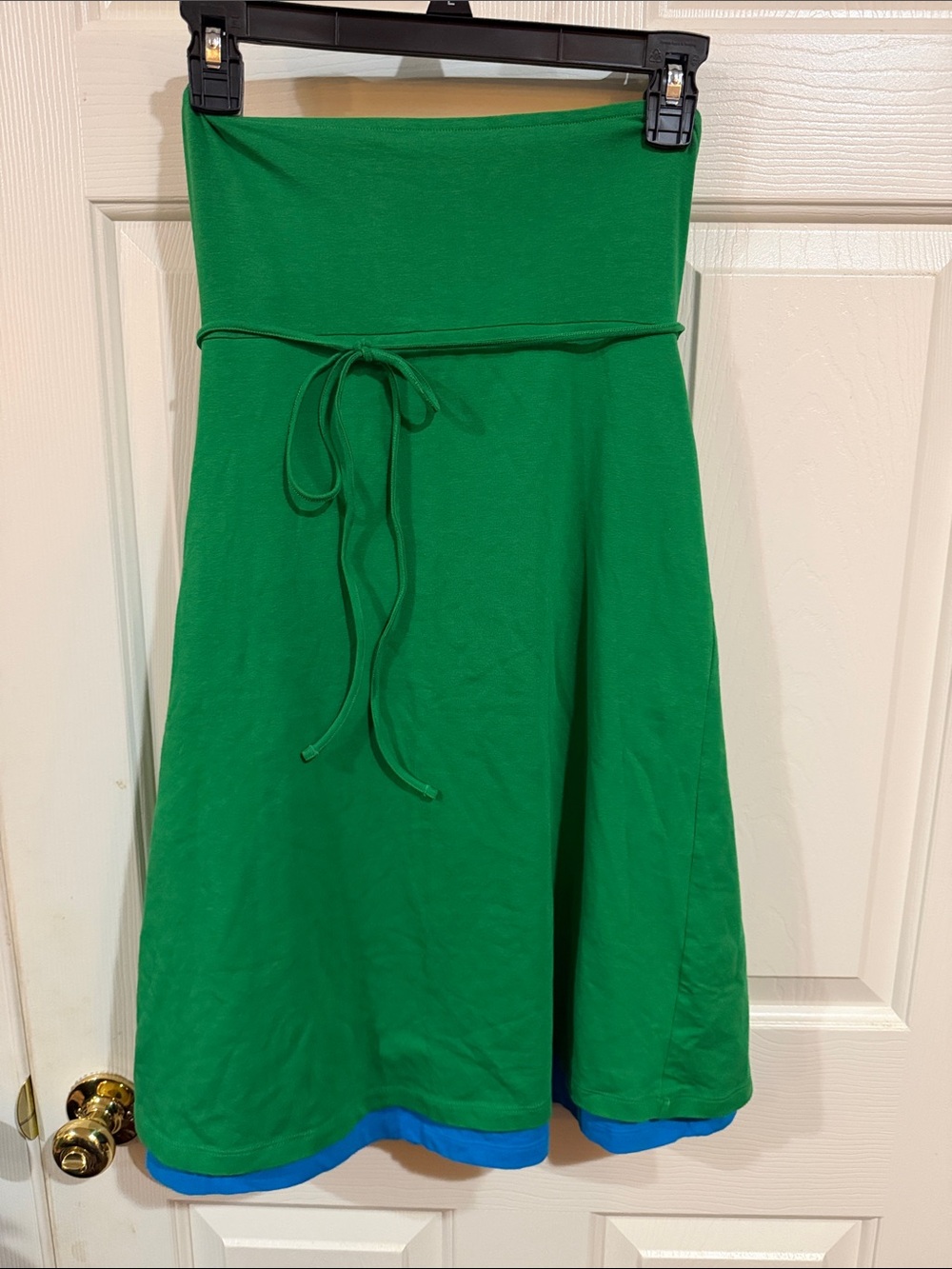 Victoria's Secret Green Skater Skirt with Blue Hem Small